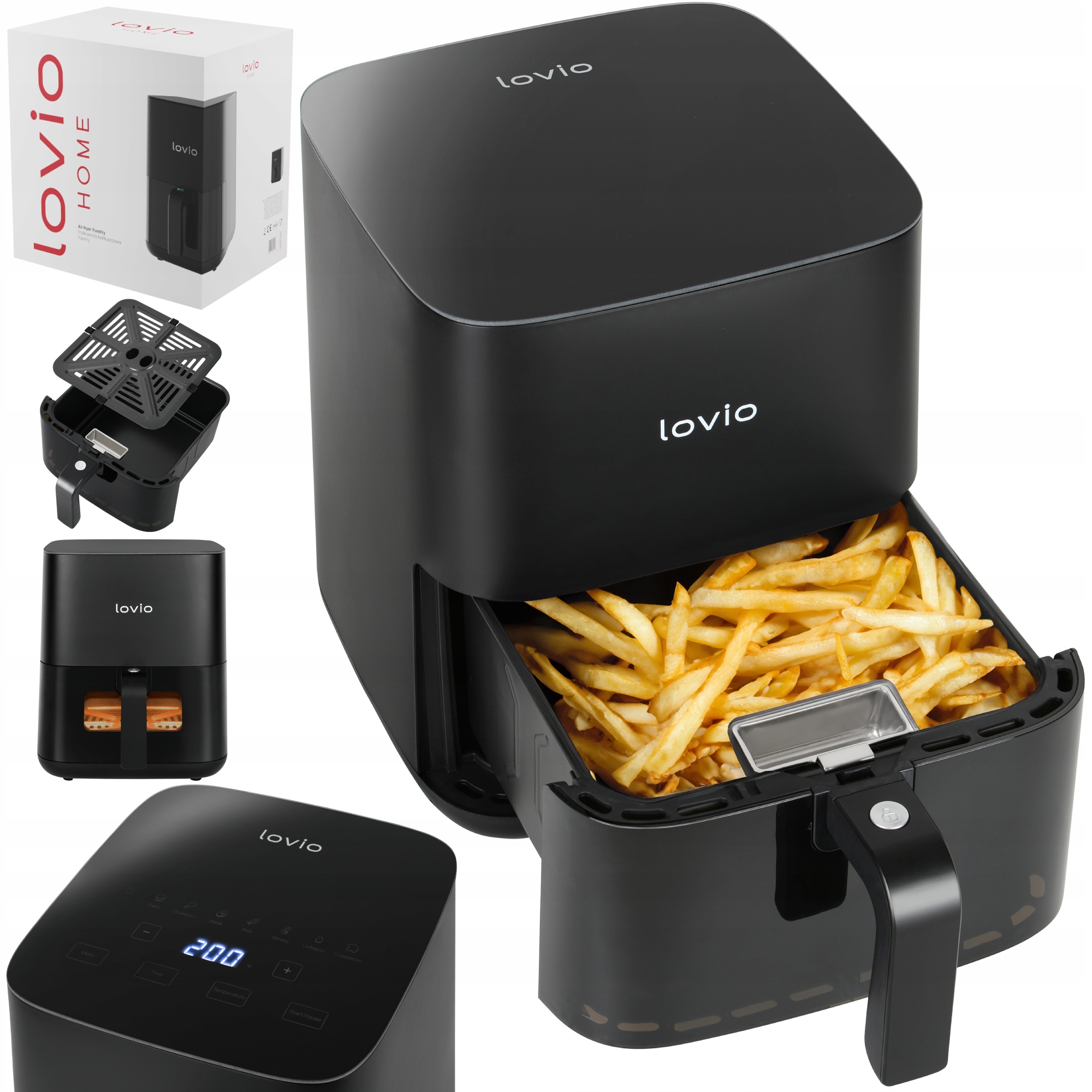 Beztuková fritéza Lovio Vzduchová fritéza LVAF001BK 1800 W 5 l